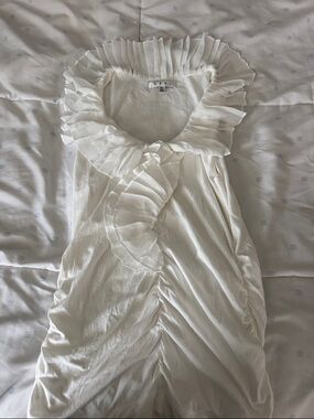 CAbi White Ruffle Neck Sleeveless Top